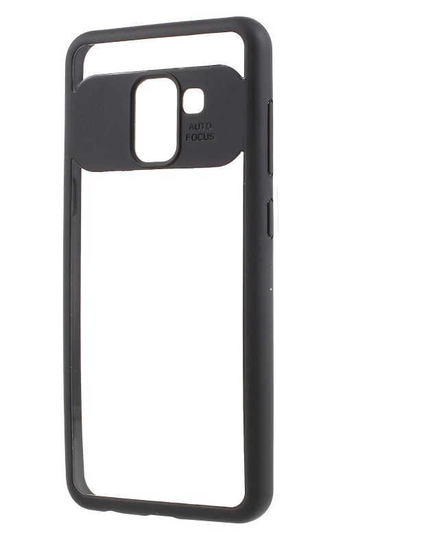 Samsung Galaxy J6 Kılıf Kenarları Silikon Arkası Şeffaf Sert Kapak (BUTTOM) Siyah