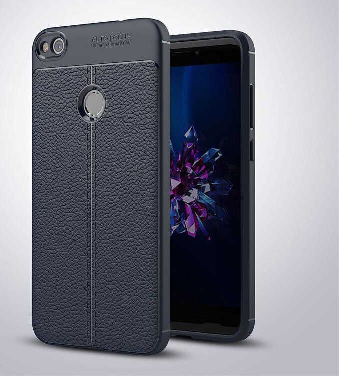 Huawei P9 Lite Mini Kılıf Deri Görünümlü Renk Atmayan Dayanaklı Silikon Kapak (NİSS) Lacivert