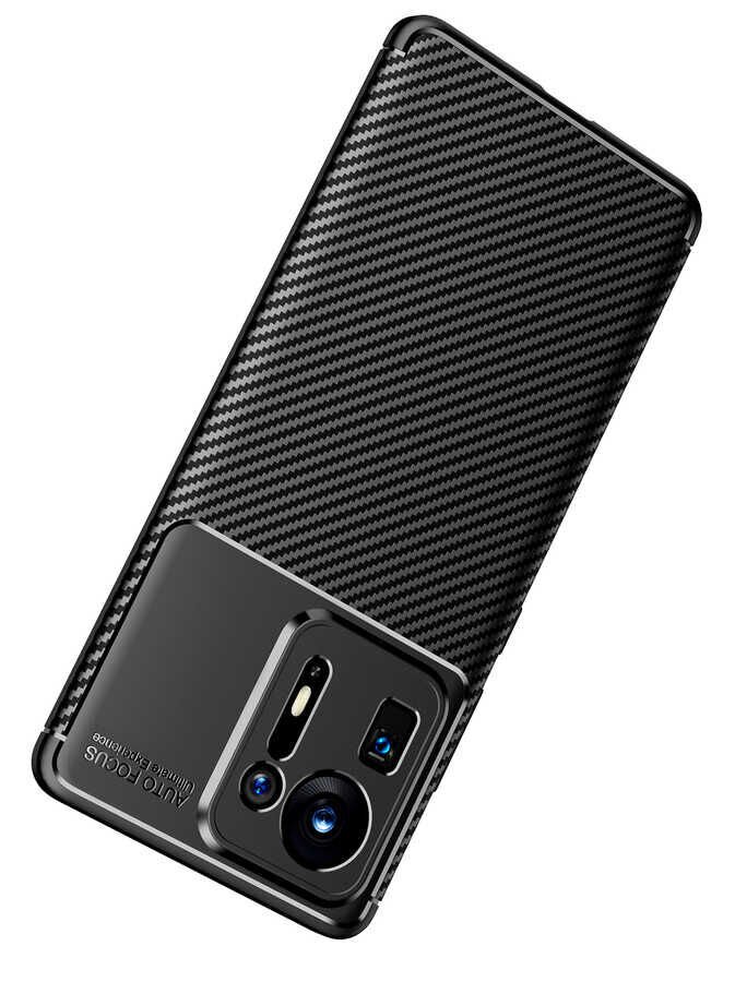 Xiaomi Mi Mix 4 Kılıf Kamera Çıkıntılı Karbon Fiber Dokulu Renk Atmaz Kapak (NEGRO) Lacivert