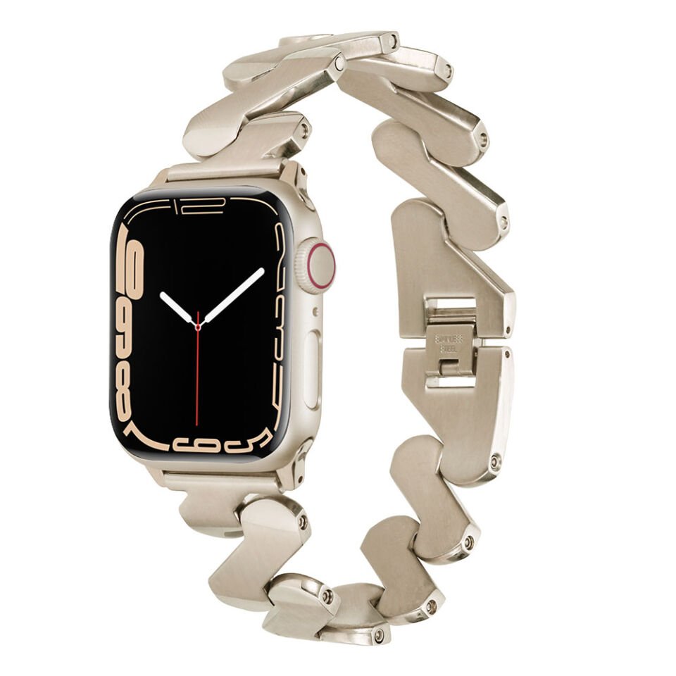 Apple Watch 2/3/4/5/6/7/8/se/ultra/nike 42mm 44mm 45mm 49mm Metal Strap Kordon Tasarım (KRD-80) Starlight