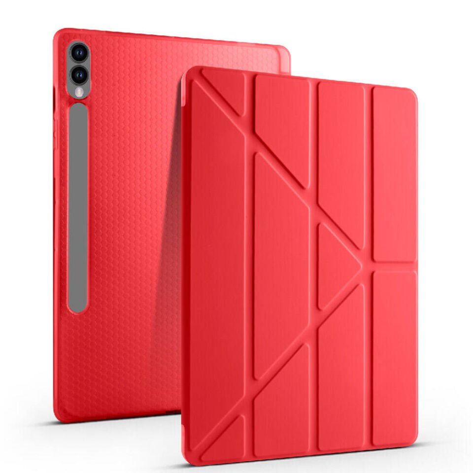 Samsung Galaxy Tab S9 FE Plus Kılıf Kalem Bölmeli Standlı 360 Derece Tam Korumalı Tasarım (TR) Rose Gold