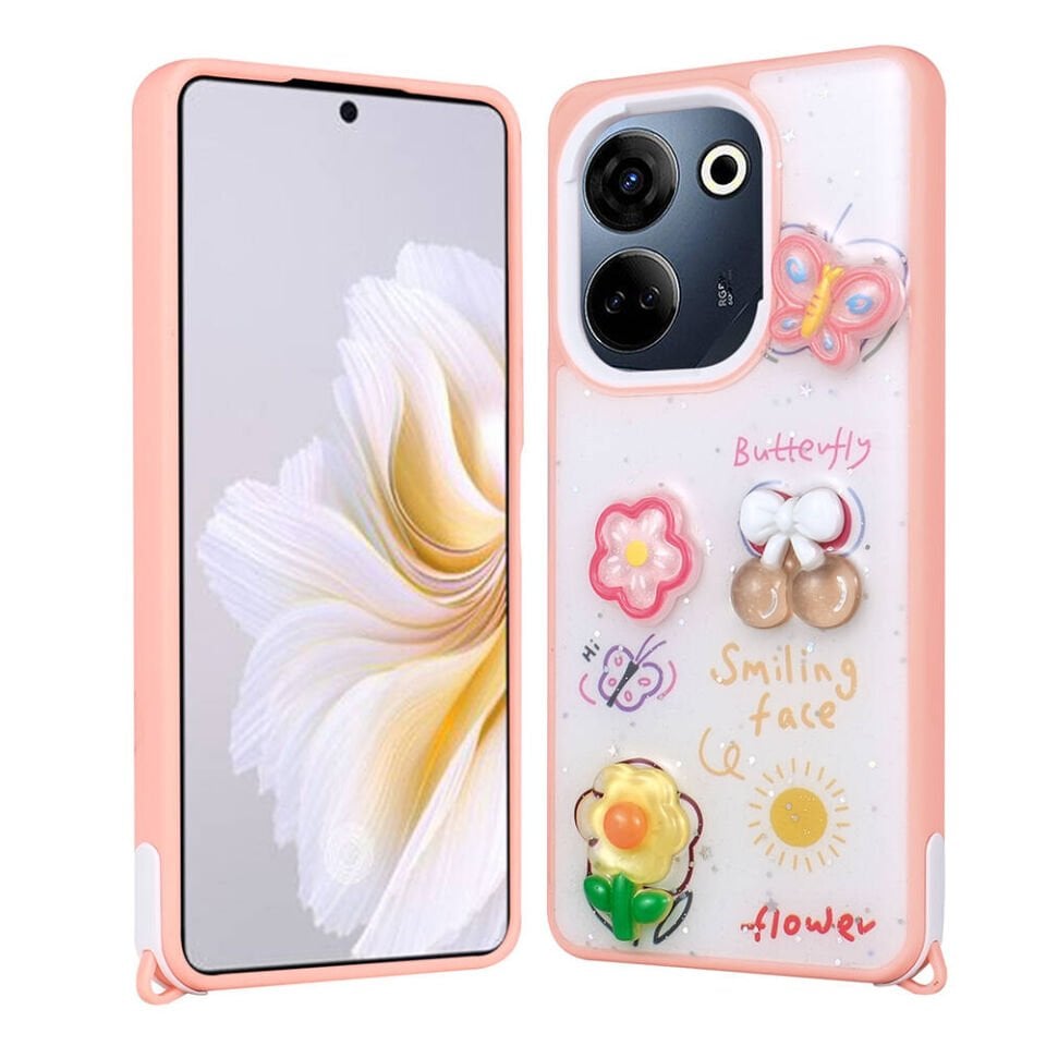 Tecno Camon 20 Kılıf Parlayan Simli Kabartma Figürlü HEPTEKİLETİŞİM Cevze Kapak