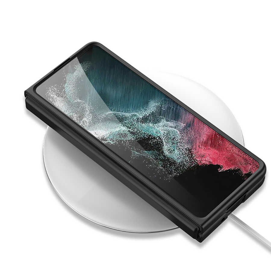Samsung Galaxy Z Fold 4 Kılıf Karbonfiber Arka Yüzey HEPTEKİLETİŞİM Kartlıklı Kıpta Silikon Kapak