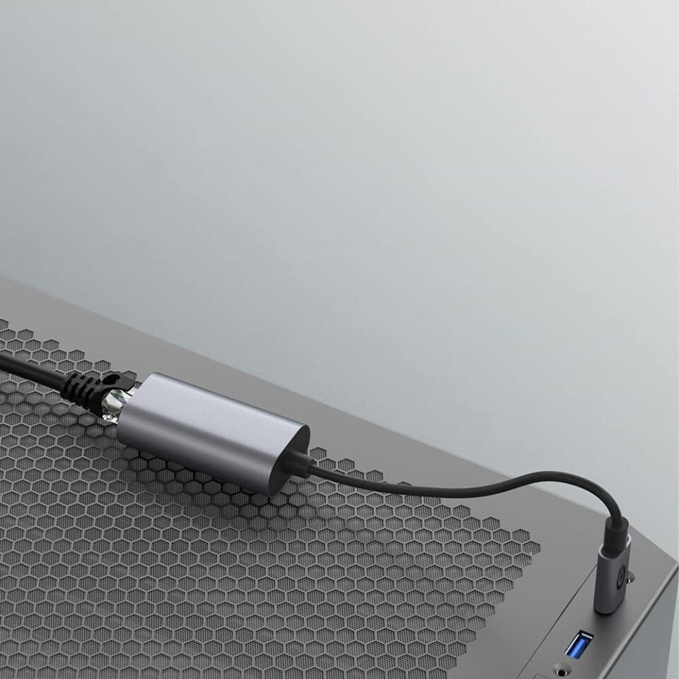 QG03 USB-A to RJ45 USB3.0 Ethernet Dönüştürücü Kablo 1000Mbps 22cm Siyah