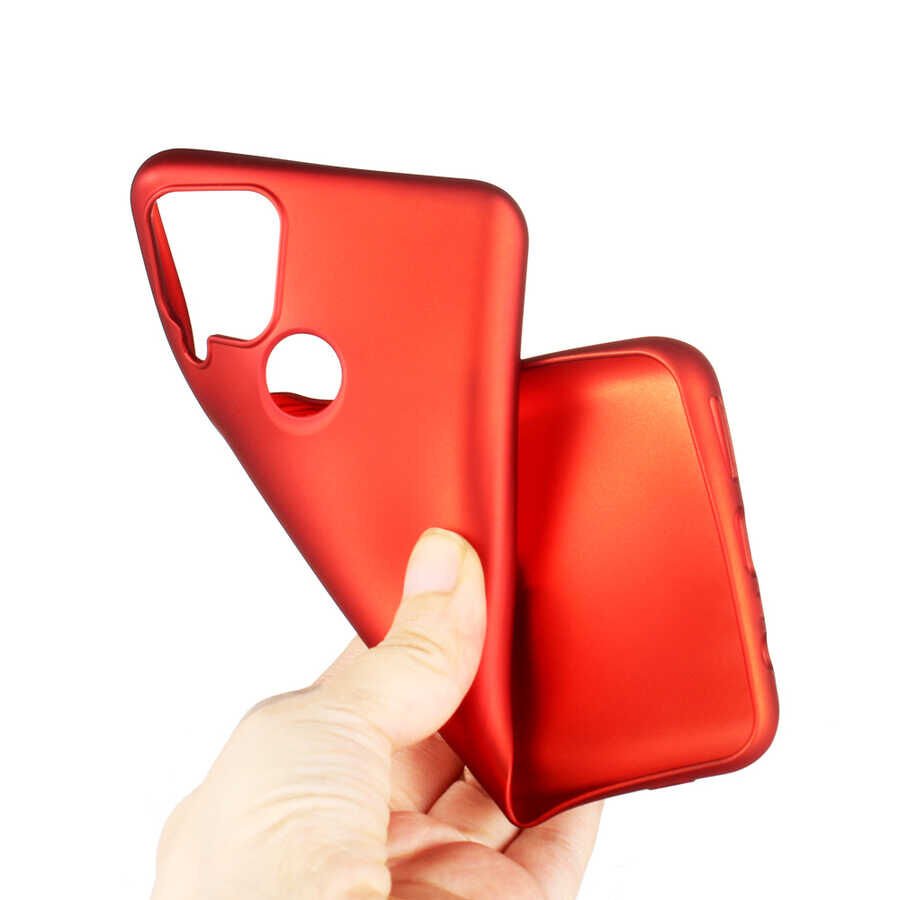 Realme C15 Kılıf Yumuşak Dokulu Soft Esnek İnce Mat Renkli Silikon Kapak (PREMİER) Kırmızı