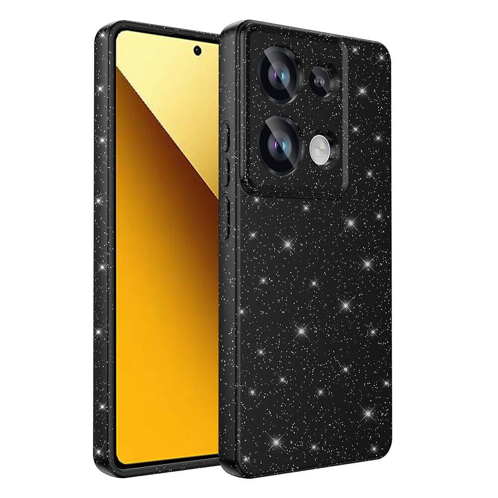 Xiaomi Redmi Note 13 Pro 4G Kılıf Kamera Korumalı Simli Renkli Parlak Silikon Kapak (Koton) Siyah
