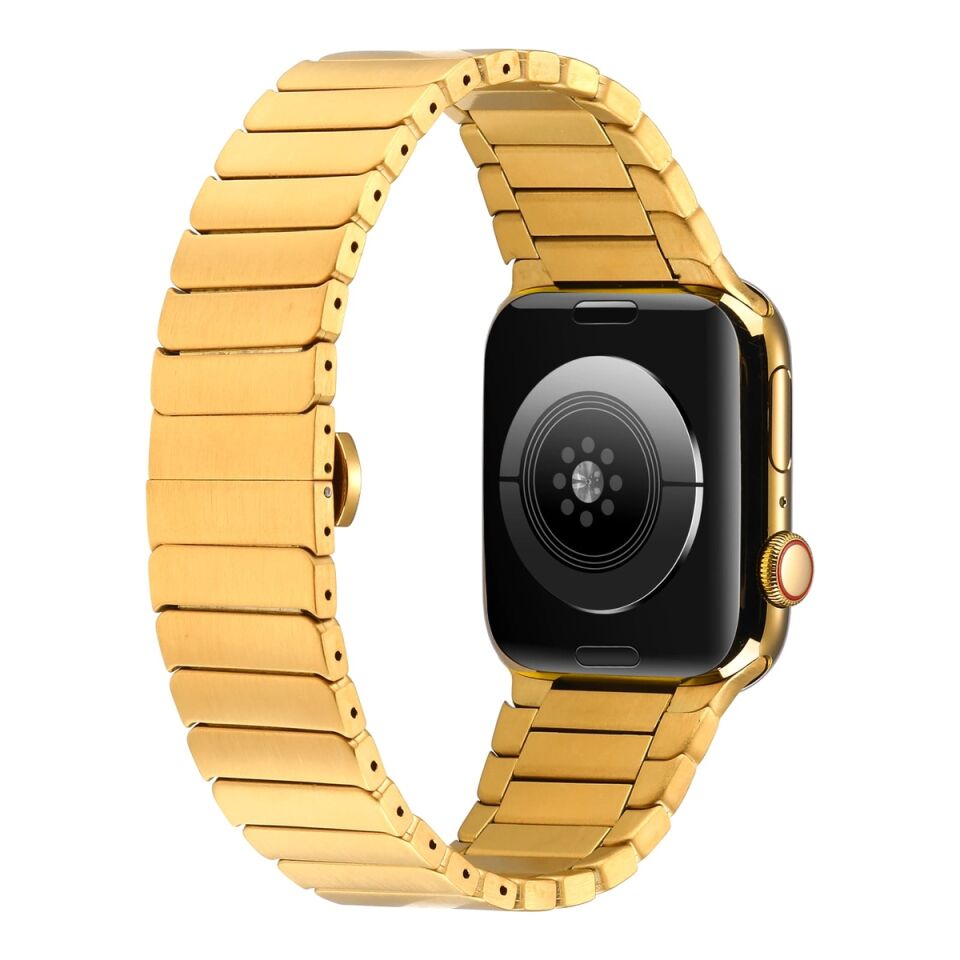 Apple Watch 2/3/4/5/6/7/8/se/nike 38mm 40mm 41mm Metal Kordon Strap Tasarım (KRD-79) Gümüş