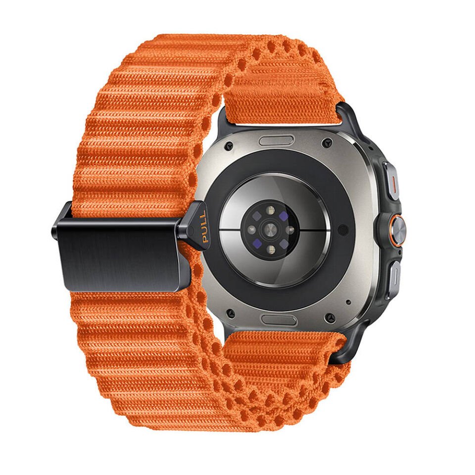 Samsung Galaxy Watch Ultra 47mm Naylon Kumaş Hasır Örgülü Kordon (KRD-120) Turuncu