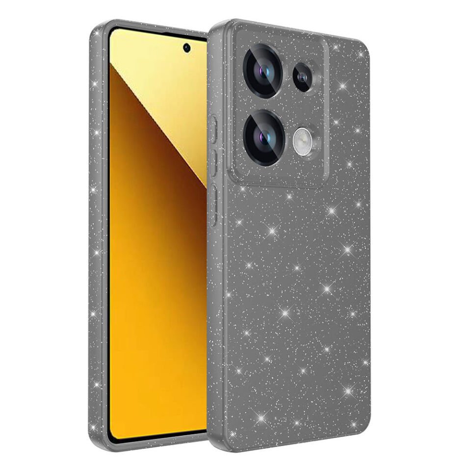 Xiaomi Redmi Note 13 Pro 4G Kılıf Kamera Korumalı Simli Renkli Parlak Silikon Kapak (Koton) Gri