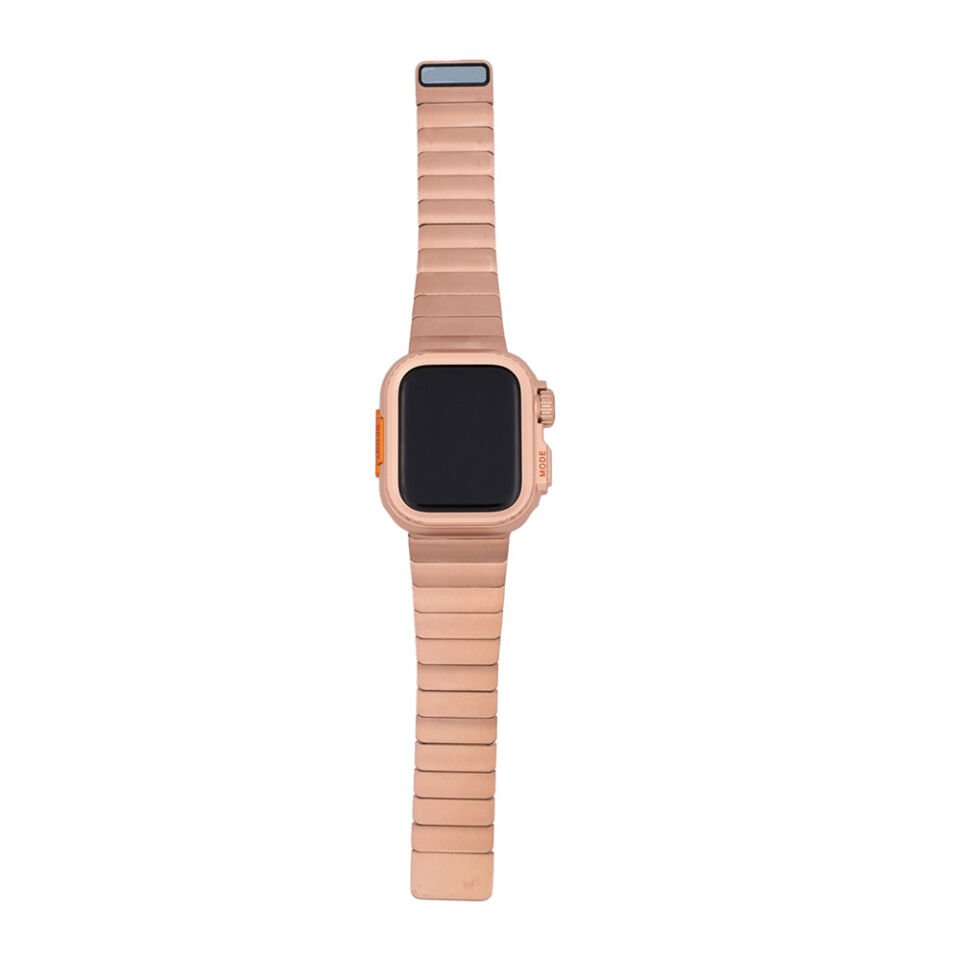 Apple Watch 44mm HEPTEKİLETİŞİM KRD-126 Sert Kasa Koruyuculu Metal Kordon