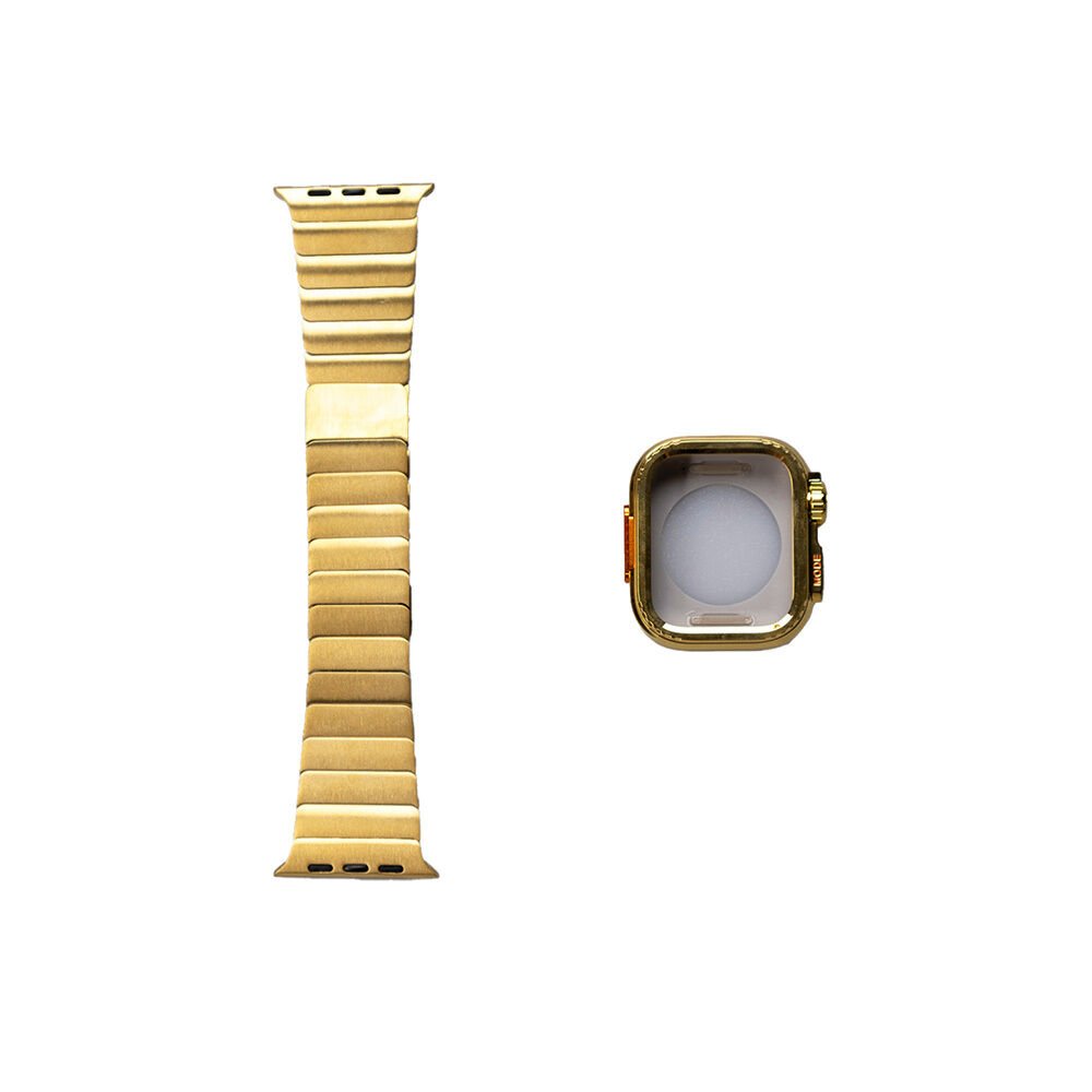 Apple Watch 44mm HEPTEKİLETİŞİM KRD-126 Sert Kasa Koruyuculu Metal Kordon