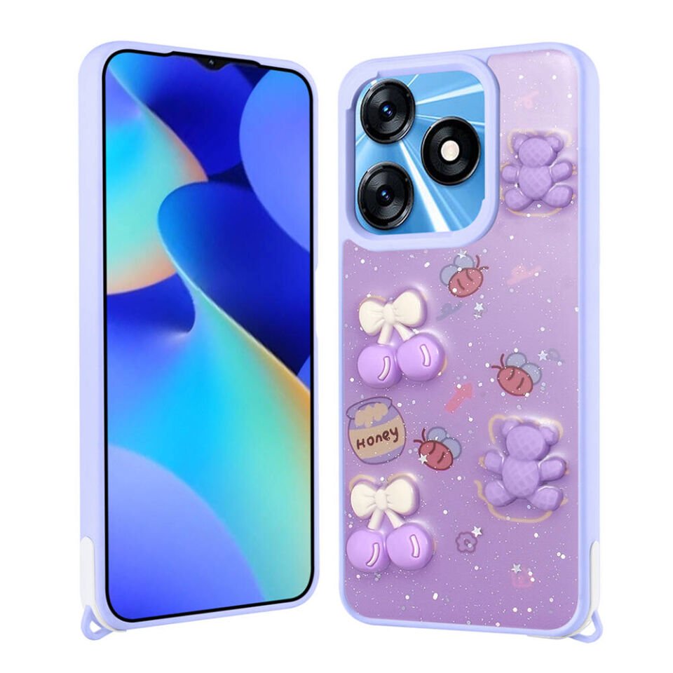 Tecno Spark 10C Kılıf Parlayan Simli Kabartma Figürlü HEPTEKİLETİŞİM Cevze Kapak