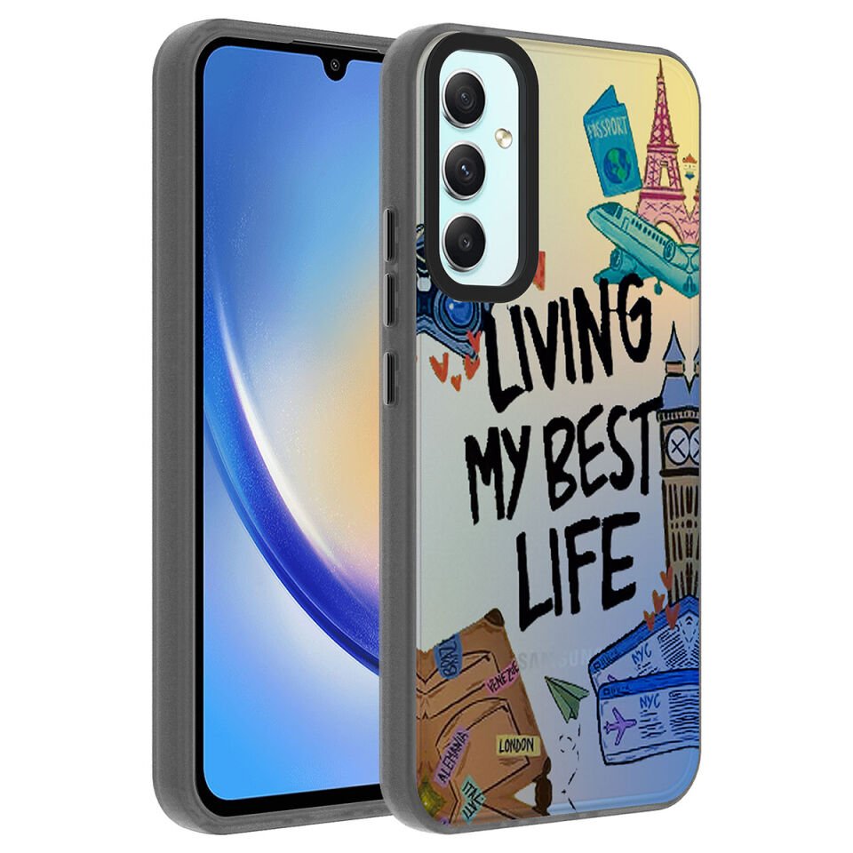 Samsung Galaxy A24 Kılıf Kamera Çıkıntılı Desenli Tasarımlı Sert Kapak (Dragon) Seyahat