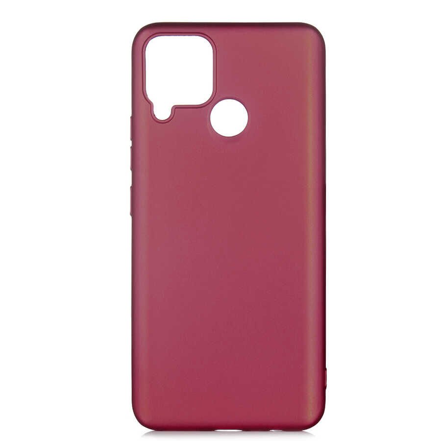 Realme C15 Kılıf Yumuşak Dokulu Soft Esnek İnce Mat Renkli Silikon Kapak (PREMİER) Rose Gold