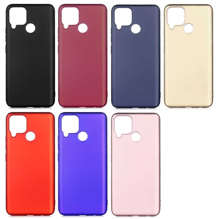 Realme C15 Kılıf Yumuşak Dokulu Soft Esnek İnce Mat Renkli Silikon Kapak (PREMİER) Rose Gold