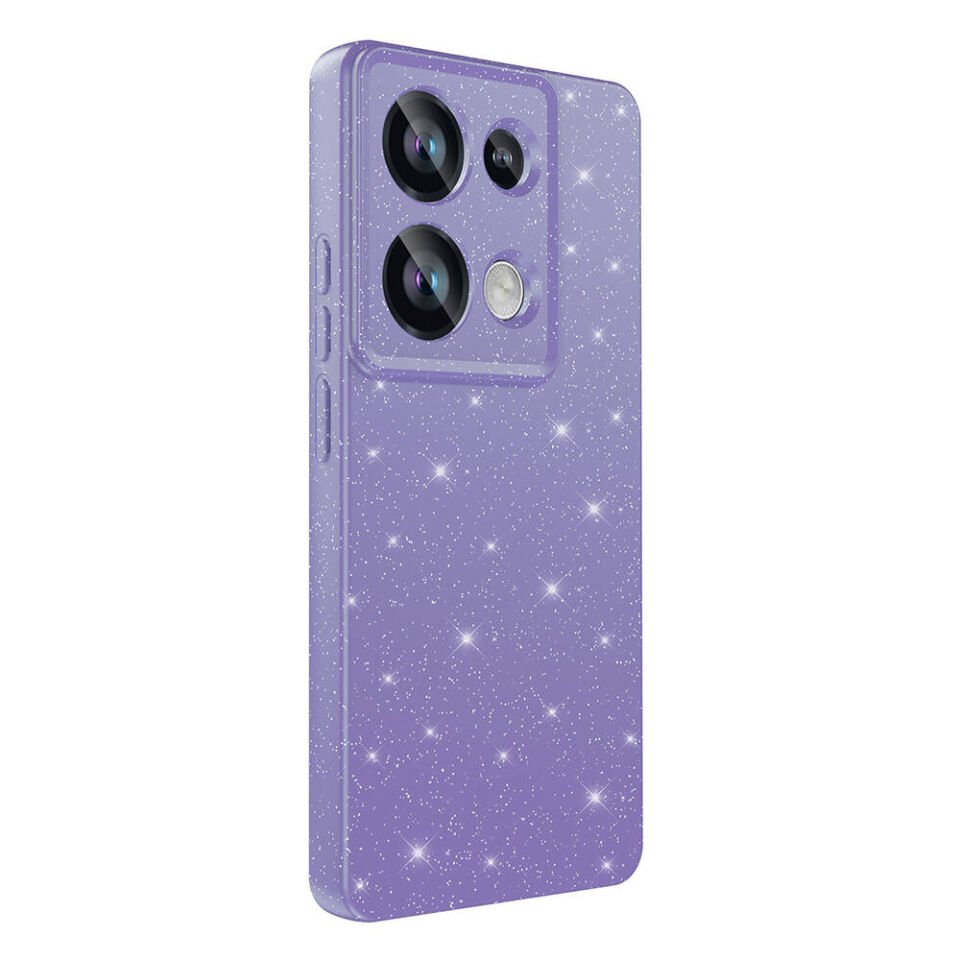 Xiaomi Redmi Note 13 Pro 4G Kılıf Kamera Korumalı Simli Renkli Parlak Silikon Kapak (Koton) Mor