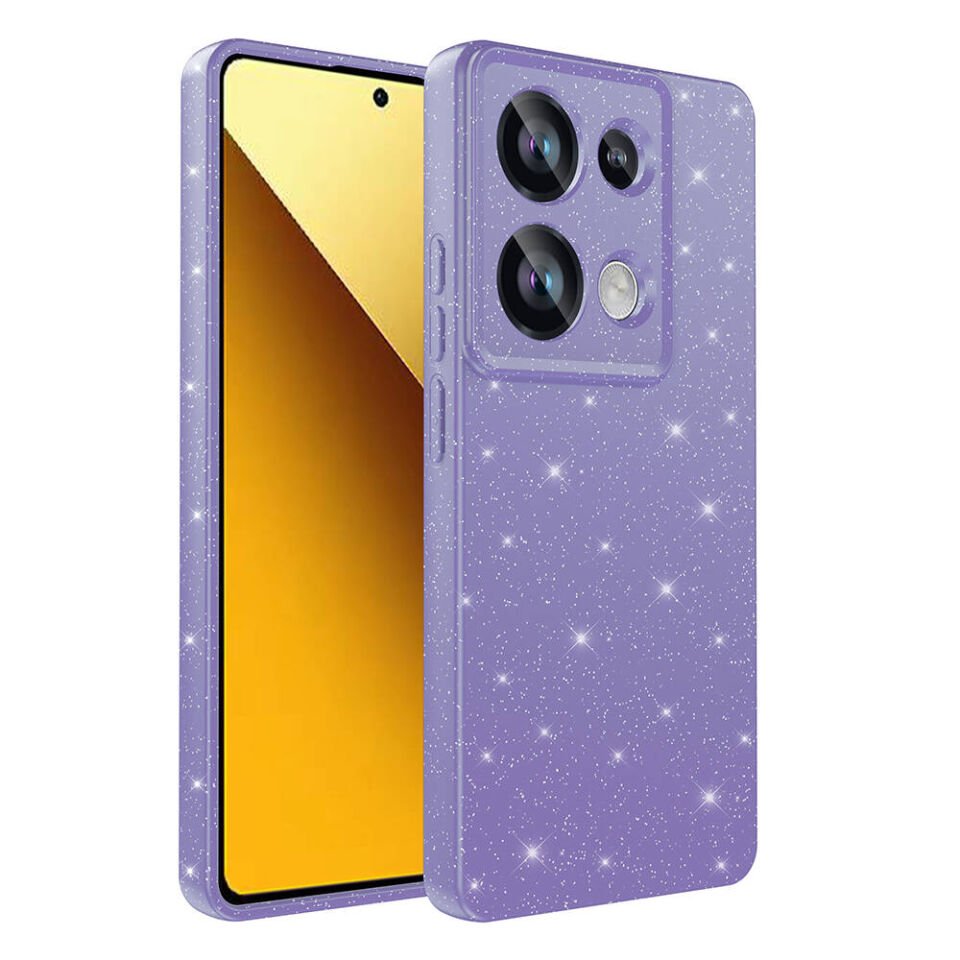 Xiaomi Redmi Note 13 Pro 4G Kılıf Kamera Korumalı Simli Renkli Parlak Silikon Kapak (Koton) Mor