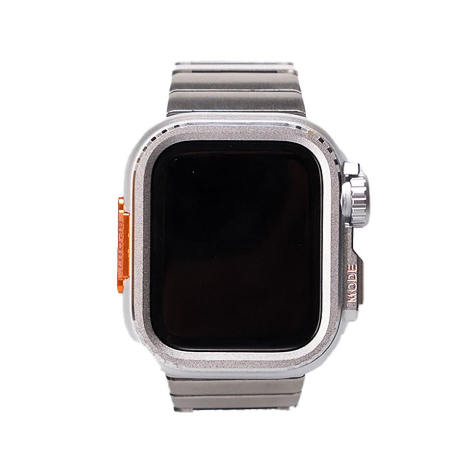 Apple Watch Ultra 49mm HEPTEKİLETİŞİM KRD-126 Sert Kasa Koruyuculu Metal Kordon