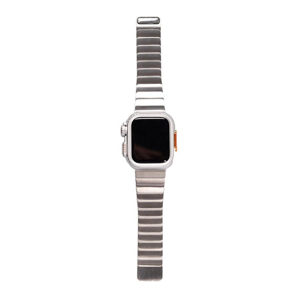 Apple Watch Ultra 49mm HEPTEKİLETİŞİM KRD-126 Sert Kasa Koruyuculu Metal Kordon