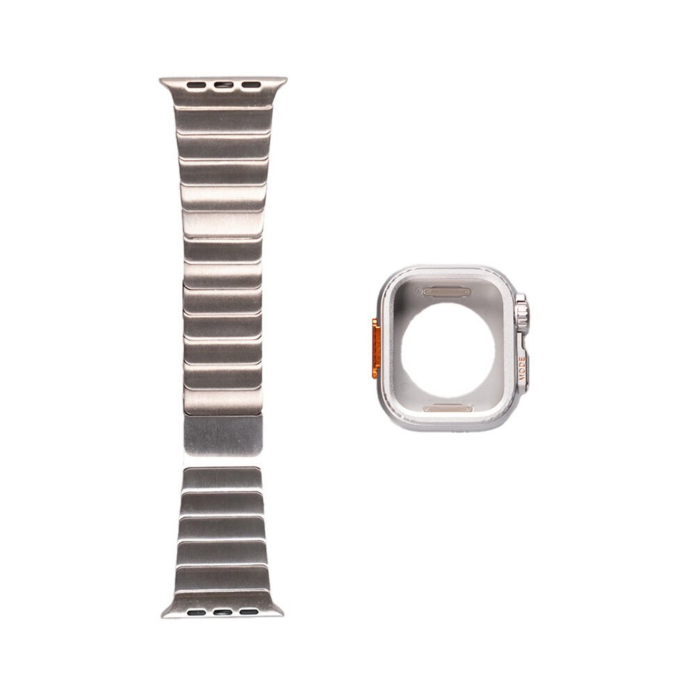 Apple Watch Ultra 49mm HEPTEKİLETİŞİM KRD-126 Sert Kasa Koruyuculu Metal Kordon