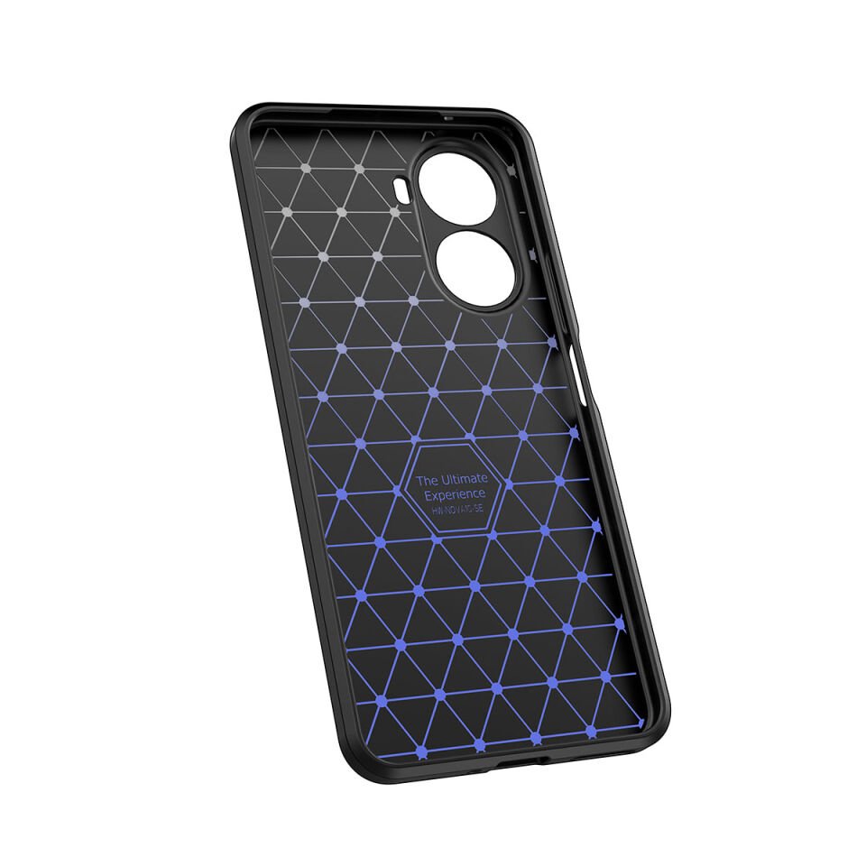 Huawei Nova 10 SE Kılıf Deri Görünümlü Renk Atmayan Dayanaklı Silikon Kapak (NİSS) Siyah
