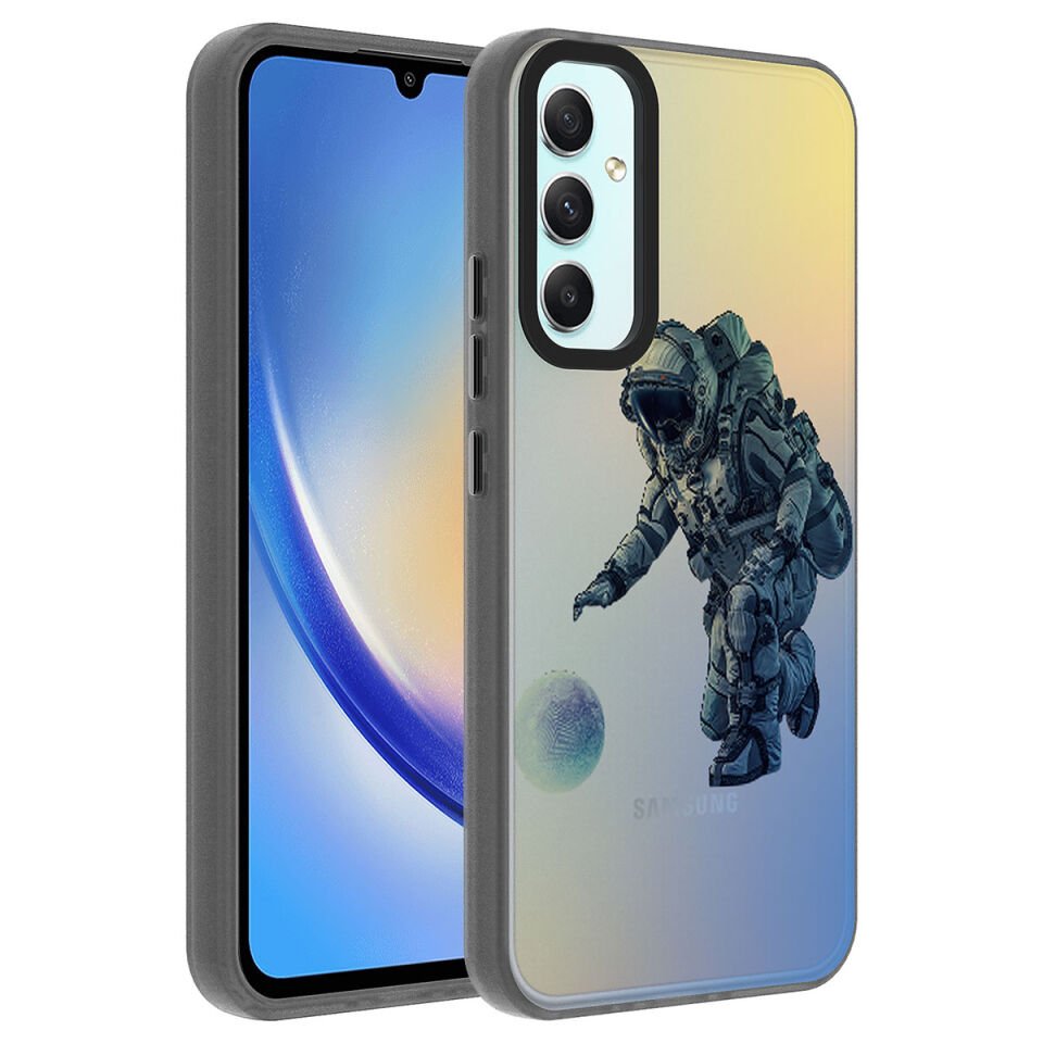 Samsung Galaxy A24 Kılıf Kamera Çıkıntılı Desenli Tasarımlı Sert Kapak (Dragon) Klavye