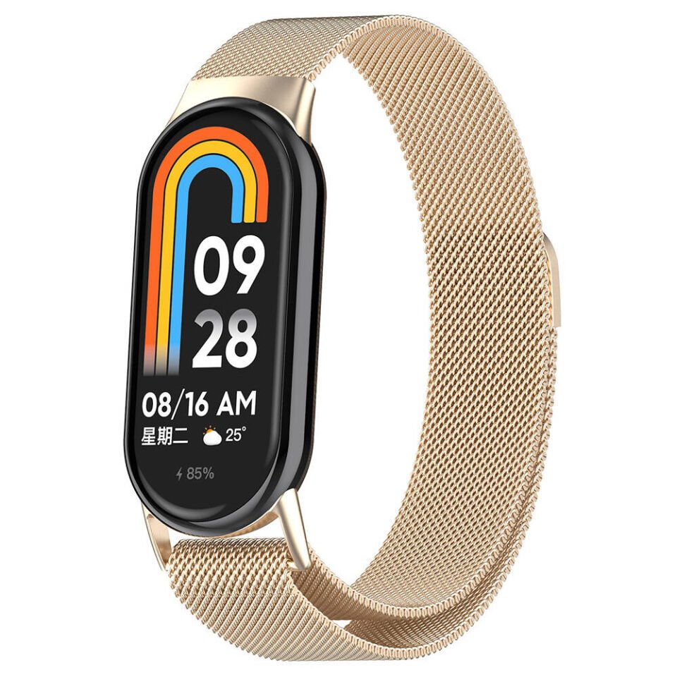 Xiaomi Smart Band 8 Metal Kordon Tel Örgü İşlemeli Tasarım (KRD-01) Starlight