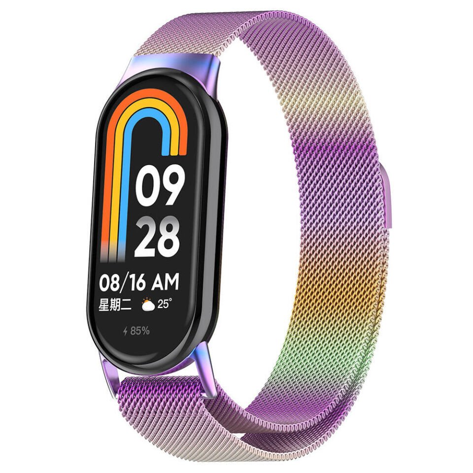 Xiaomi Smart Band 8 Metal Kordon Tel Örgü İşlemeli Tasarım (KRD-01) Gold