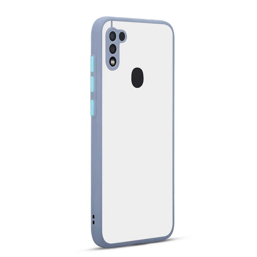 Samsung Galaxy A11 Kılıf Mat Kamera Korumalı Renkli Tuşlu Sert Silikon Kapak (HUX) Lila