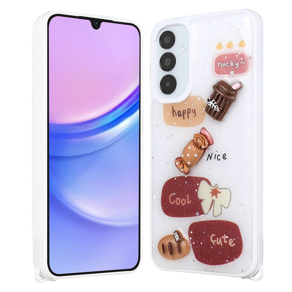 Samsung Galaxy A54 Kılıf Parlayan Simli Kabartma Figürlü HEPTEKİLETİŞİM Cevze Kapak