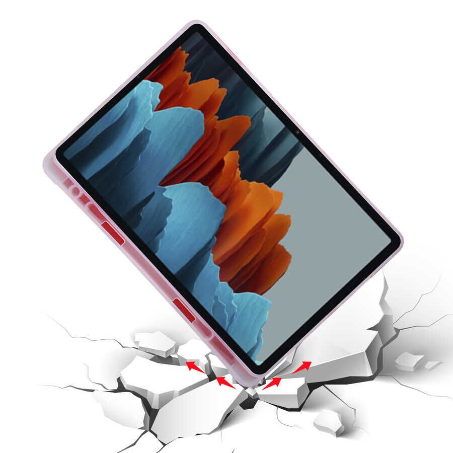 Samsung Galaxy Tab S7 Fe / S7 Plus / S8 Plus 12.4'' Kılıf Kalem Bölmeli Standlı X800 T730 T970 (TR) Kırmızı