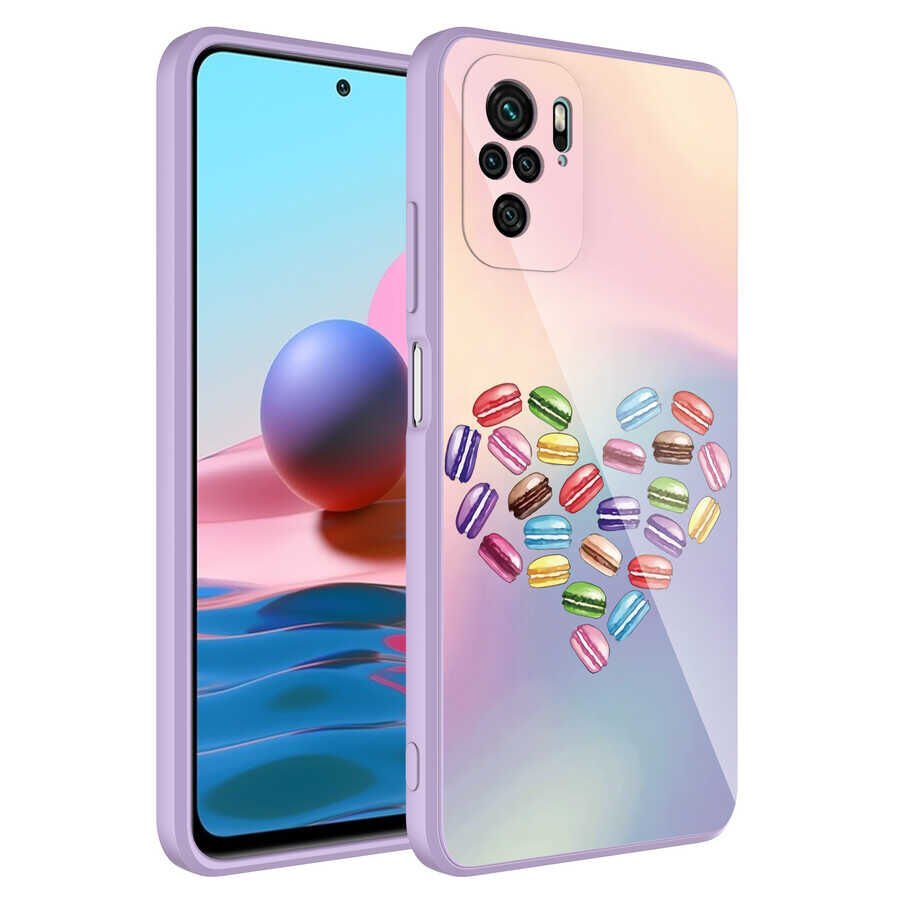 Xiaomi Redmi Note 10S Kılıf Kamera Korumalı Bulut Desenli Renkli Sert Parlak Silikon Kapak (Epoksi) NO1