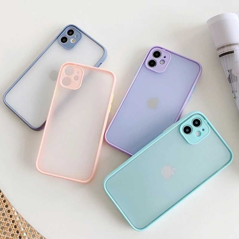 Samsung Galaxy A11 Kılıf Mat Kamera Korumalı Renkli Tuşlu Sert Silikon Kapak (HUX) Pembe