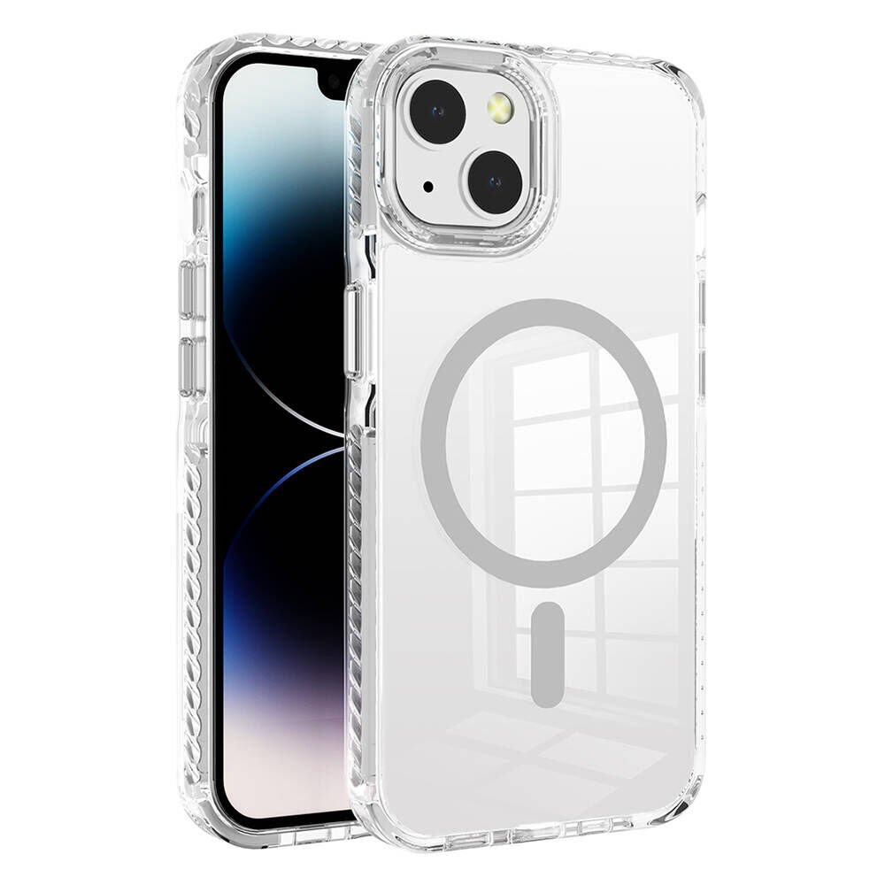 Apple iPhone 13 Kılıf Magsafe Şarj Özellikli Airbagli Takılabilir Askı Aparatlı Kapak (Nana) Gri