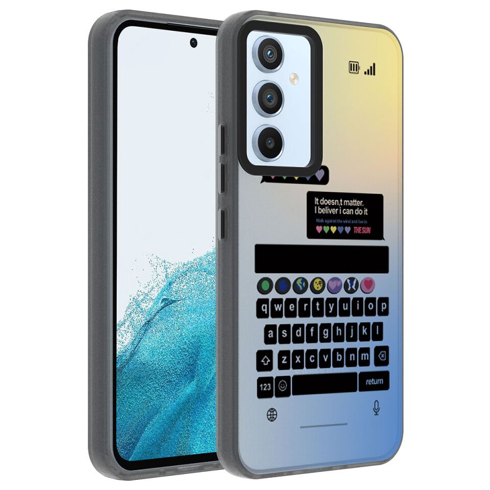 Samsung Galaxy A54 Kılıf Kamera Çıkıntılı Desenli Tasarımlı Sert Kapak (Dragon) Klavye
