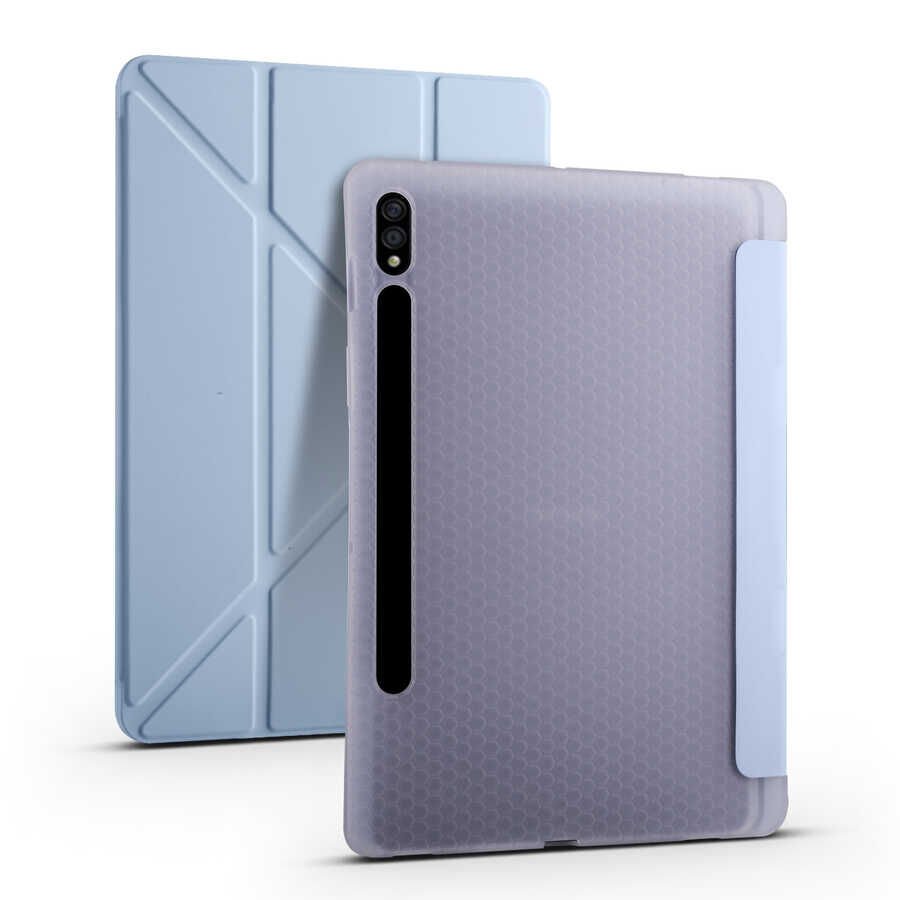 Samsung Galaxy Tab S7 Fe / S7 Plus / S8 Plus 12.4'' Kılıf Kalem Bölmeli Standlı X800 T730 T970 (TR) Mavi