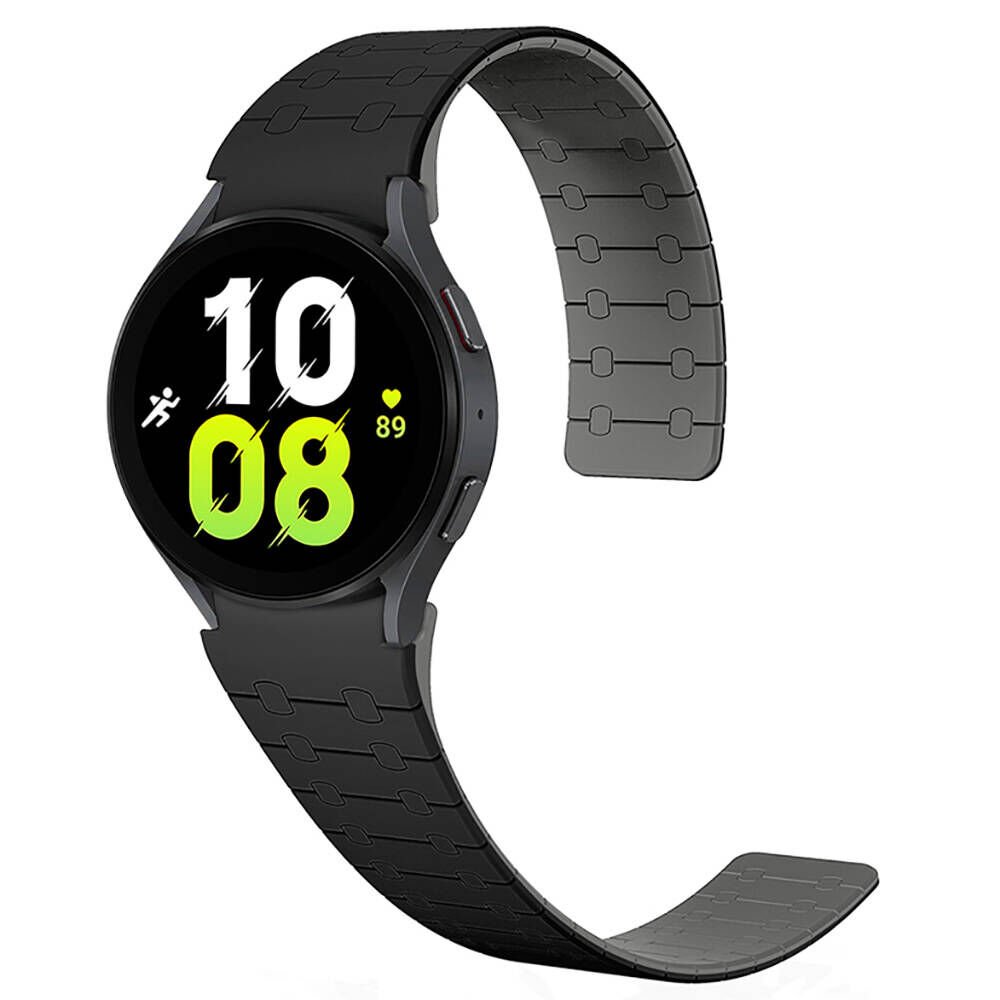 Samsung Galaxy Watch 6 44mm/20mm Çizgili Desenli Silikon Kordon (KRD-111) Siyah