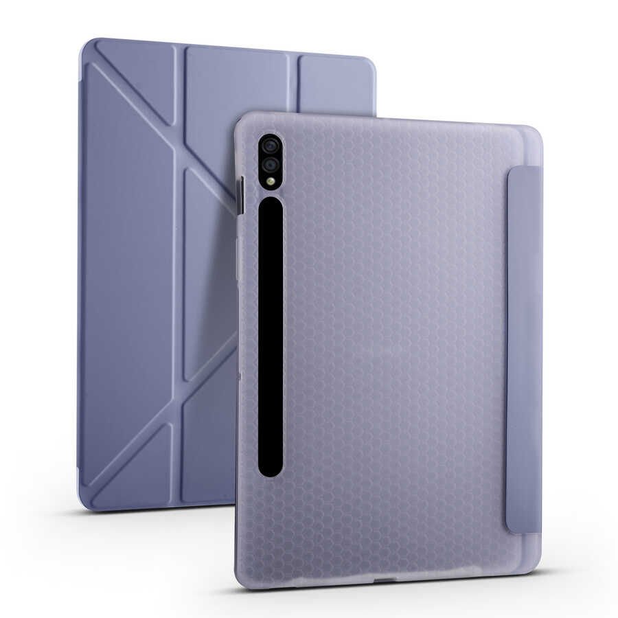 Samsung Galaxy Tab S7 Fe / S7 Plus / S8 Plus 12.4'' Kılıf Kalem Bölmeli Standlı X800 T730 T970 (TR) Mor