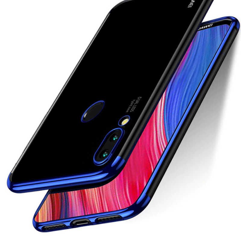 Xiaomi Redmi Note 7 Kılıf Dört Köşe Renkli Lazer Şeffaf Silikon Kapak (GLİTTER) Kırmızı
