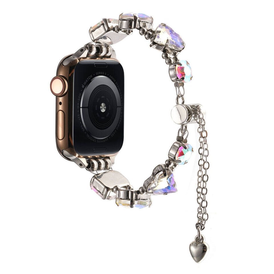 Apple Watch 2/3/4/5/6/7/8/9/se/nike 38mm 40mm 41mm Renkli Taş Tasarımlı Kordon (KRD-115) Colorful