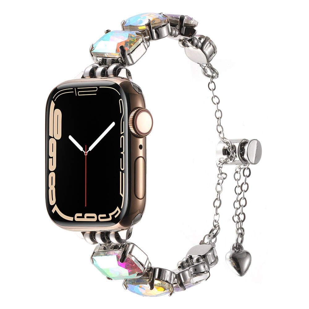 Apple Watch 2/3/4/5/6/7/8/9/se/nike 38mm 40mm 41mm Renkli Taş Tasarımlı Kordon (KRD-115) Colorful