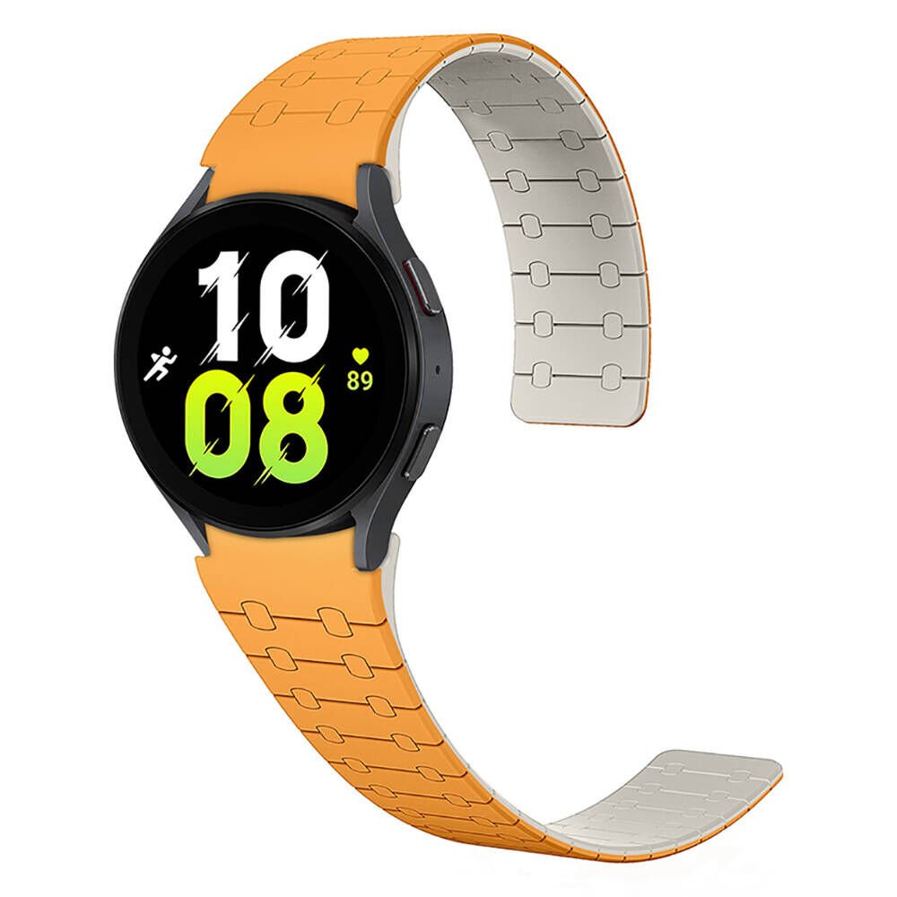Samsung Galaxy Watch 6 44mm/20mm Çizgili Desenli Silikon Kordon (KRD-111) Turuncu