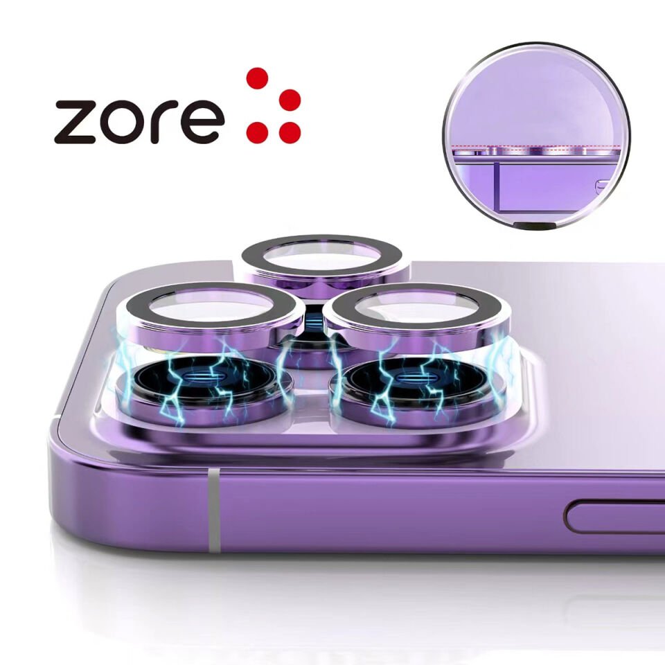 Apple iPhone 15 Pro HEPTEKİLETİŞİM CL-12 Premium Safir Parmak İzi Bırakmayan Anti-Reflective Kamera Lens Koruyucu