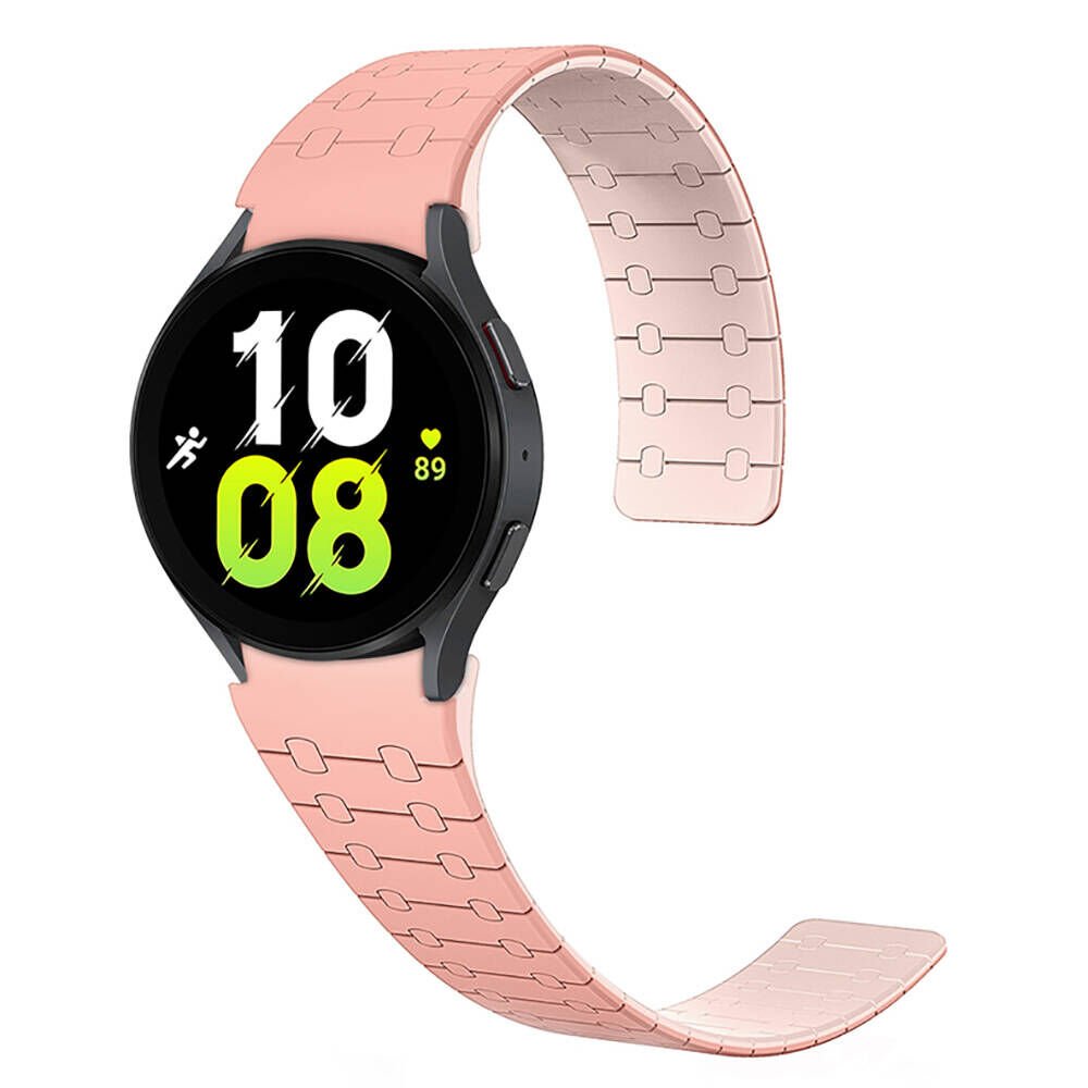 Samsung Galaxy Watch 6 44mm/20mm Çizgili Desenli Silikon Kordon (KRD-111) Pembe