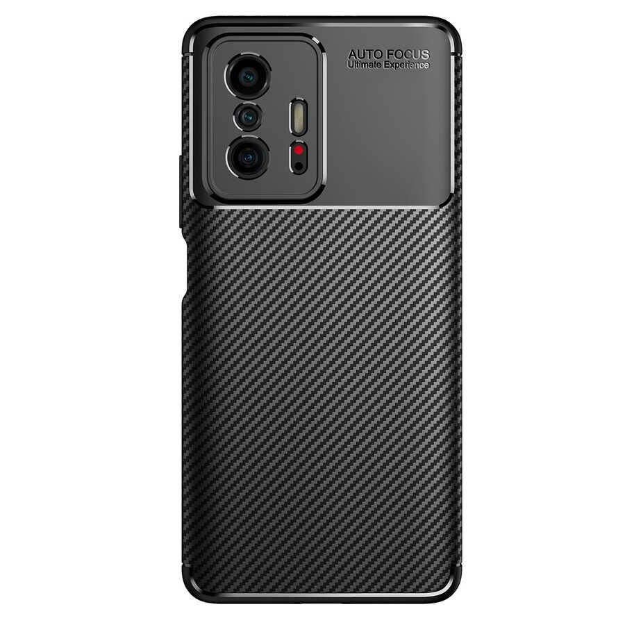 Xiaomi Mi 11T 5G Kılıf Kamera Çıkıntılı Karbon Fiber Dokulu Renk Atmaz Kapak (NEGRO) Siyah