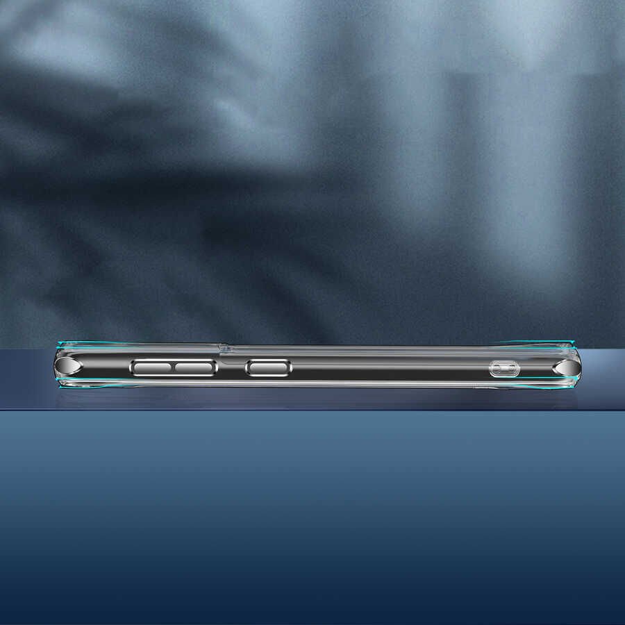 Samsung Galaxy S21 FE Kılıf Kamera Çıkıntılı Sararmaz Şeffaf Sert Metal Buton Pürüzsüz Kapak (fors) Renksiz