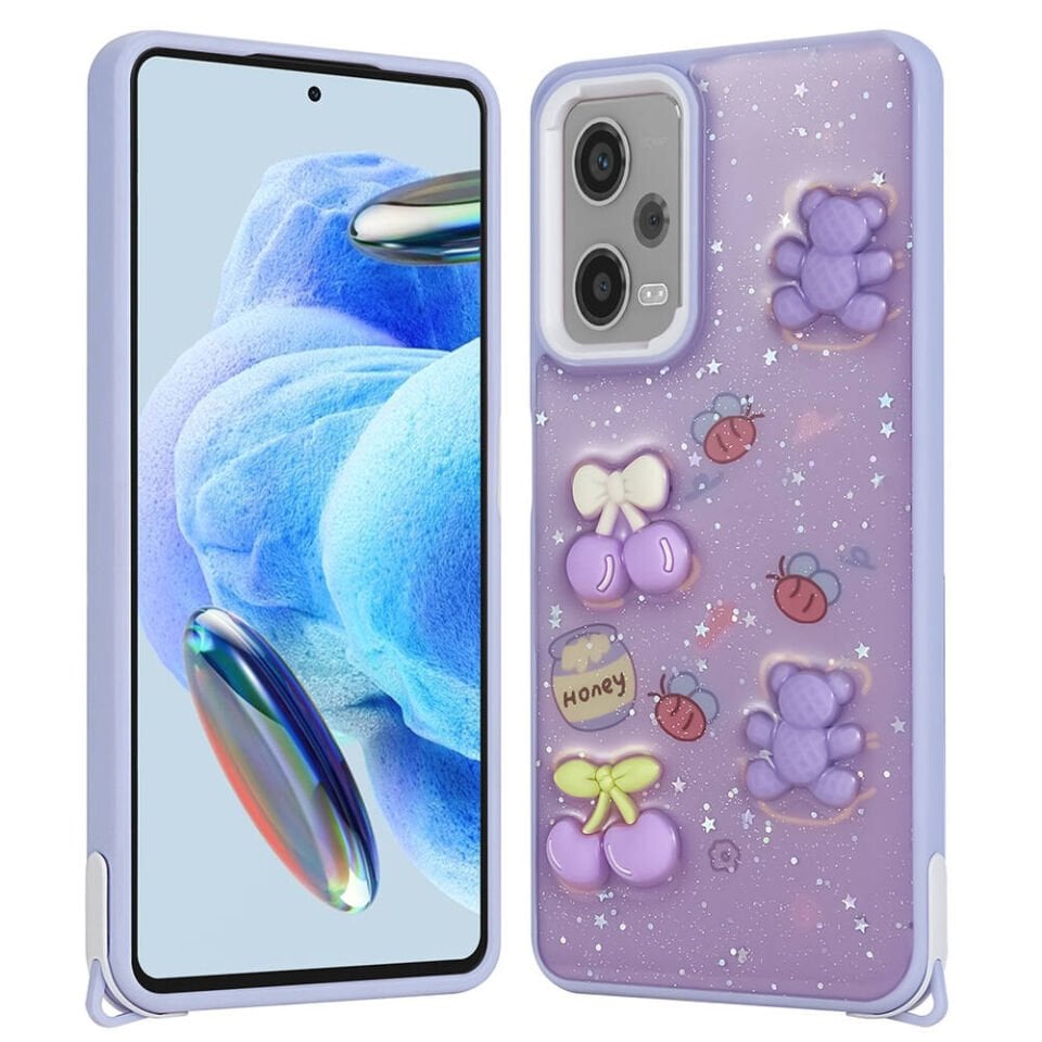 Xiaomi Redmi Note 12 Pro 5G Kılıf Parlayan Simli Kabartma Figürlü HEPTEKİLETİŞİM Cevze Kapak