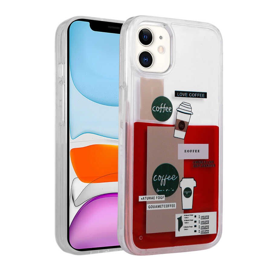 Apple iPhone 11 Kılıf Desenli Sıvılı HEPTEKİLETİŞİM Drink Silikon Kapak