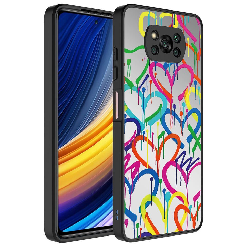 Xiaomi Poco X3 Kılıf Aynalı Desenli Kamera Korumalı Parlak HEPTEKİLETİŞİM Mirror Kapak