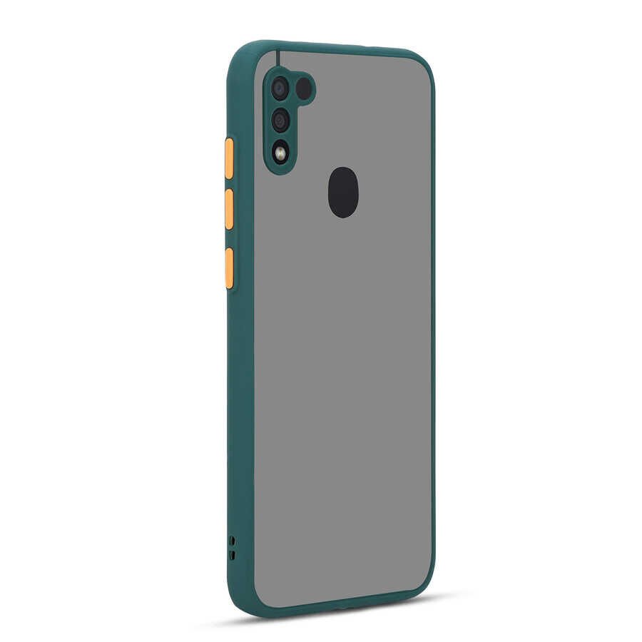 Samsung Galaxy M11 Kılıf Mat Kamera Korumalı Renkli Tuşlu Sert Silikon Kapak (HUX) Mor